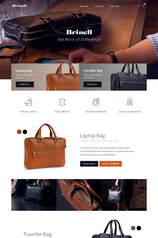 Webdesign pro značku aktovek Brinell